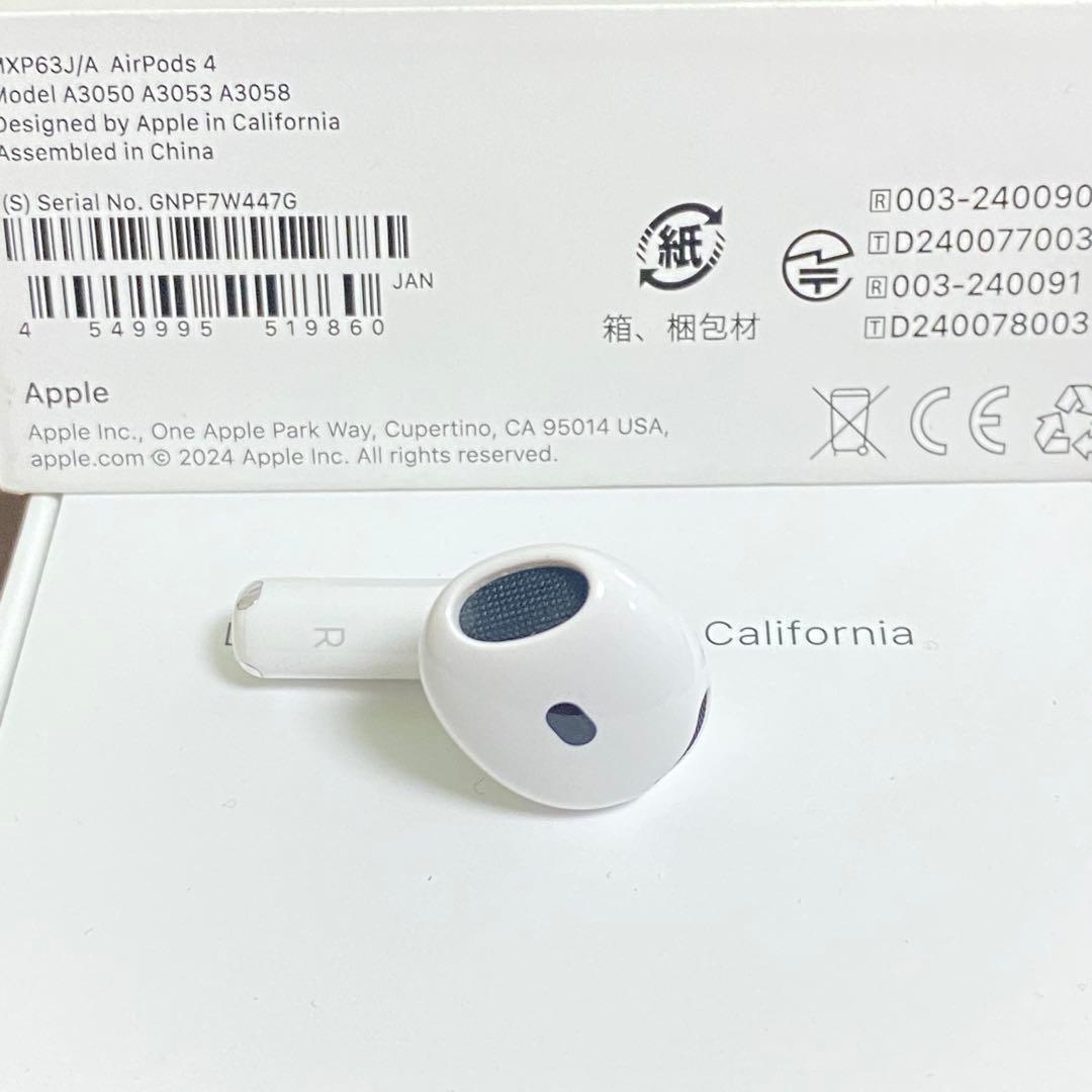 ［正規品］AirPods 4 第四世代 R アイポーズ　R ANC なし右耳