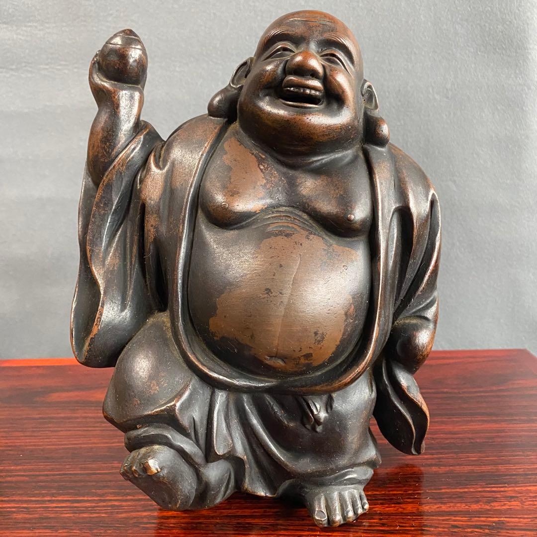 備前布袋床飾　備前焼　布袋様　七福神　金運繁栄開運　縁起物　置物インテリア