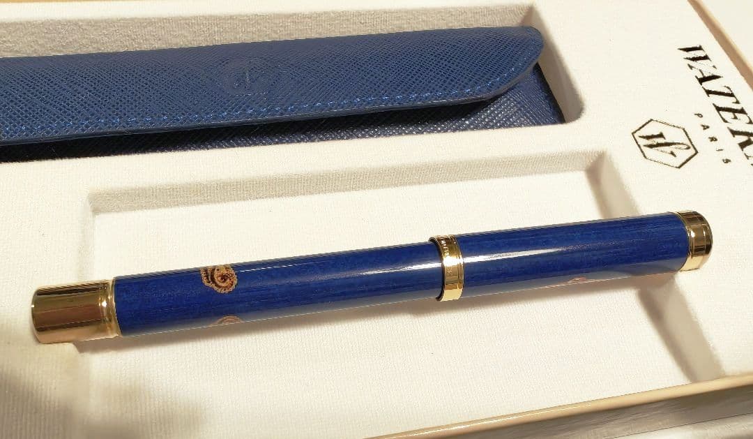 【中古】WATERMAN 万年筆 青色 ケース付き
