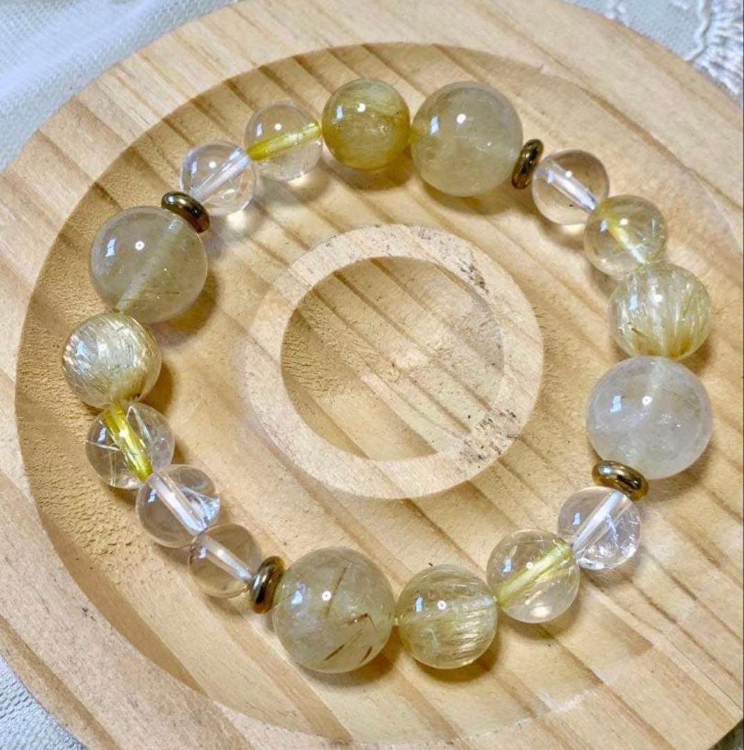 ✨最強金運 ✨ゴールドルチル タイチン 虹入り水晶　成功 財運UP 15cm