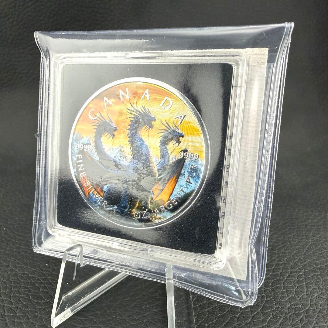 メイプルリーフ 銀貨 カラー 神話 3ヘッドドラゴン 多頭竜 1オンス 1oz