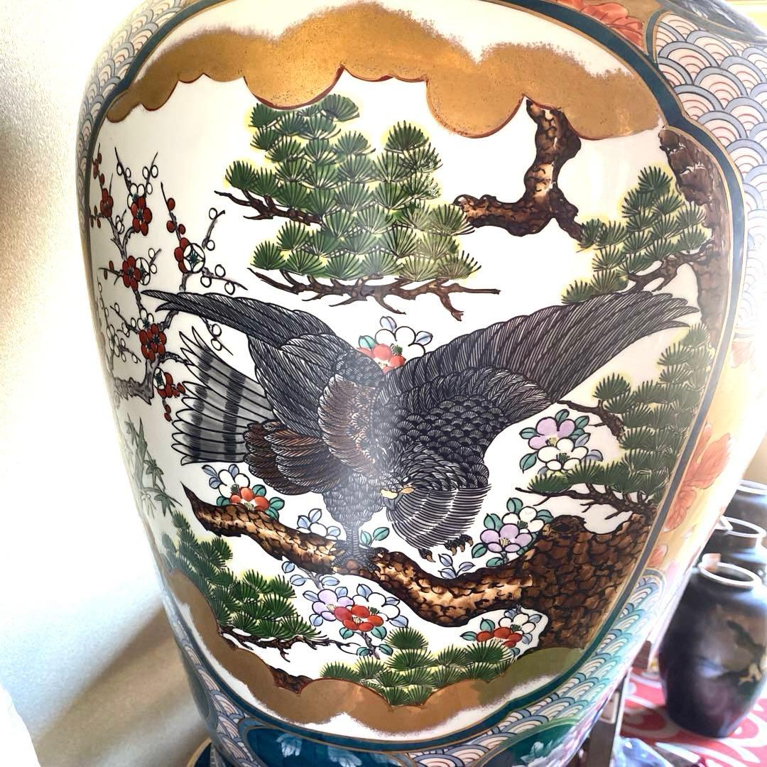 有田焼 豪華大壺花鳥図 摘蓋付 大型115㎝ 飾壷 古美術 骨董品☆新品未使用