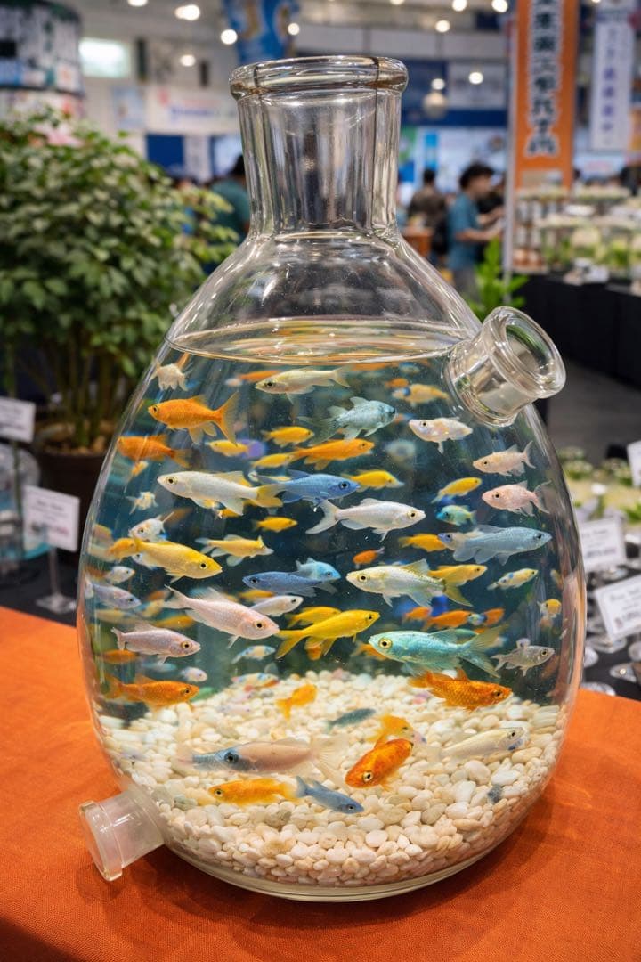ガラス フラスコ ティアドロップ型？ メダカの展示会にて飾り付けレイアウトに
