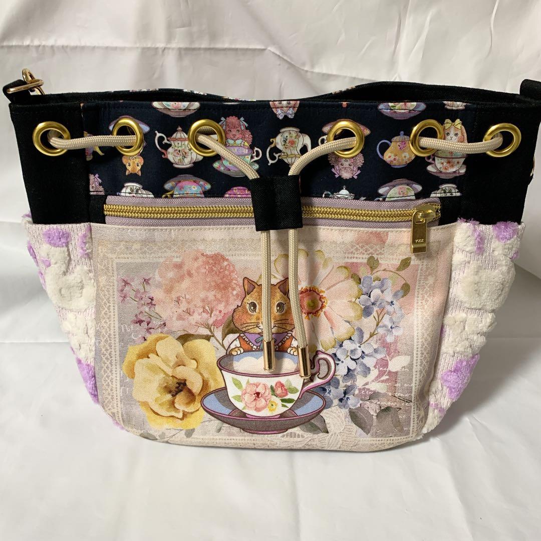 ハンドメイド　ジョリーフルール　コラコラ　巾着バッグ　ショルダーバッグ　ミニ柄