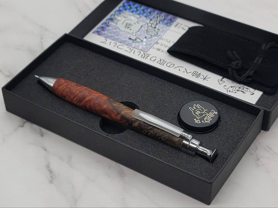 新品　こぶた工房　極上+花梨瘤　赤青　シャープペンシル0.5