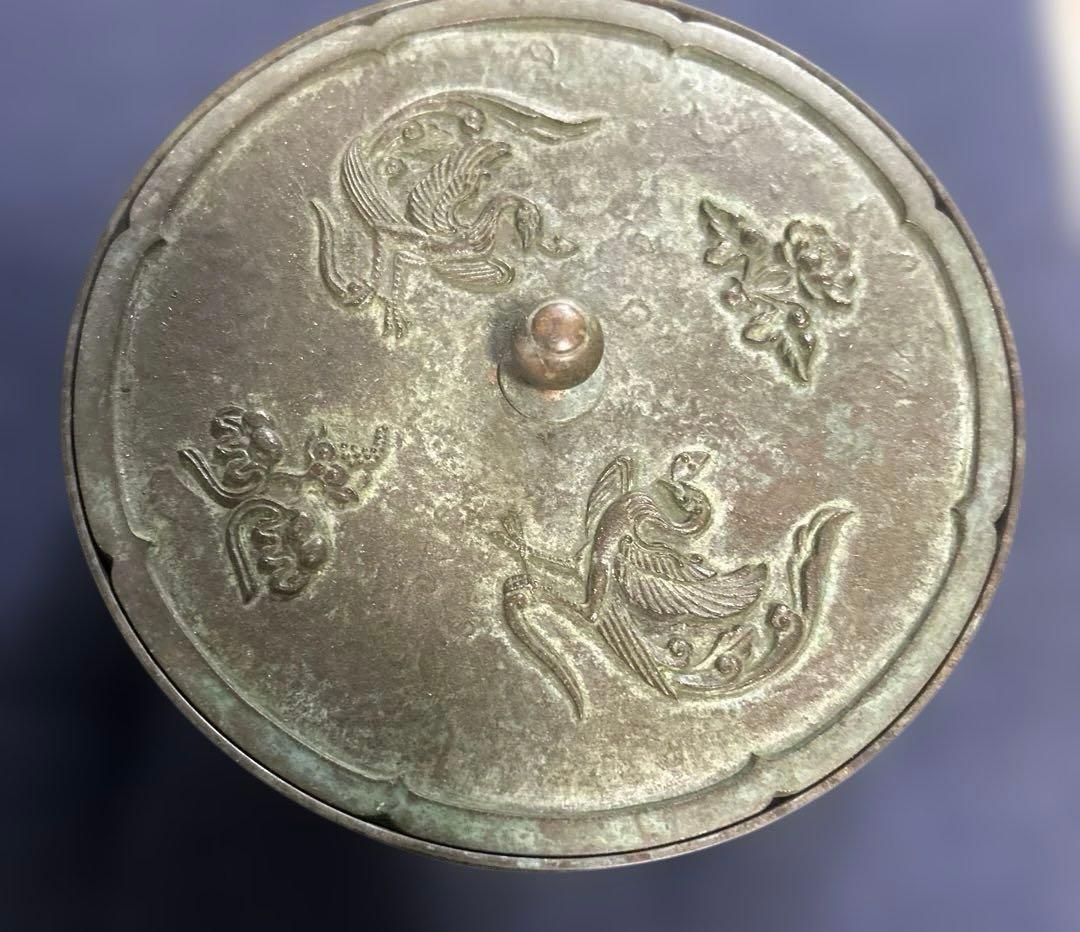 【新品】瑞花双鳥紋 青銅器 蓋物 東大寺 国宝写し 上蓋中蓋付 工芸品　紙箱付