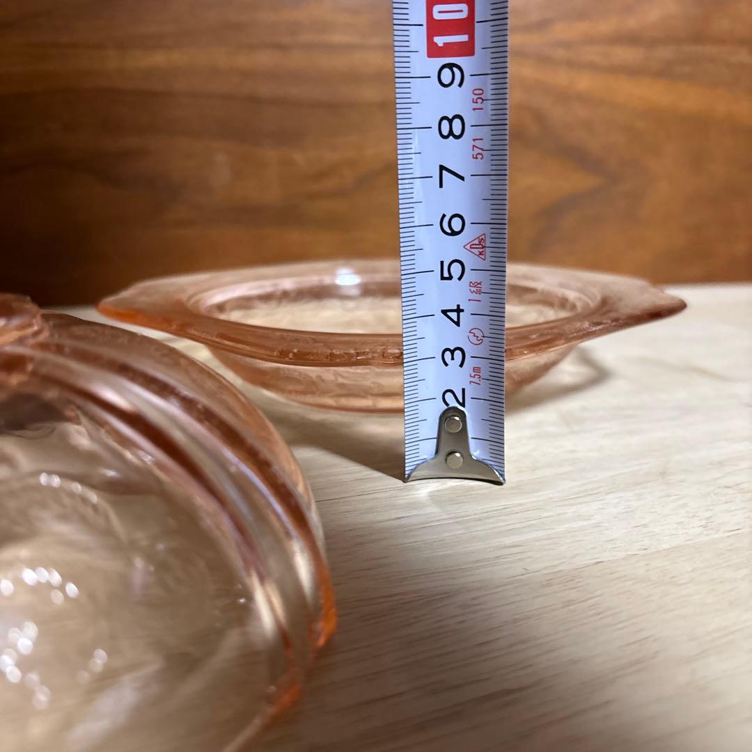 ガラス皿　ガラス　ドーム型　キャンディポット　ピンク　カラーガラス　レトロ