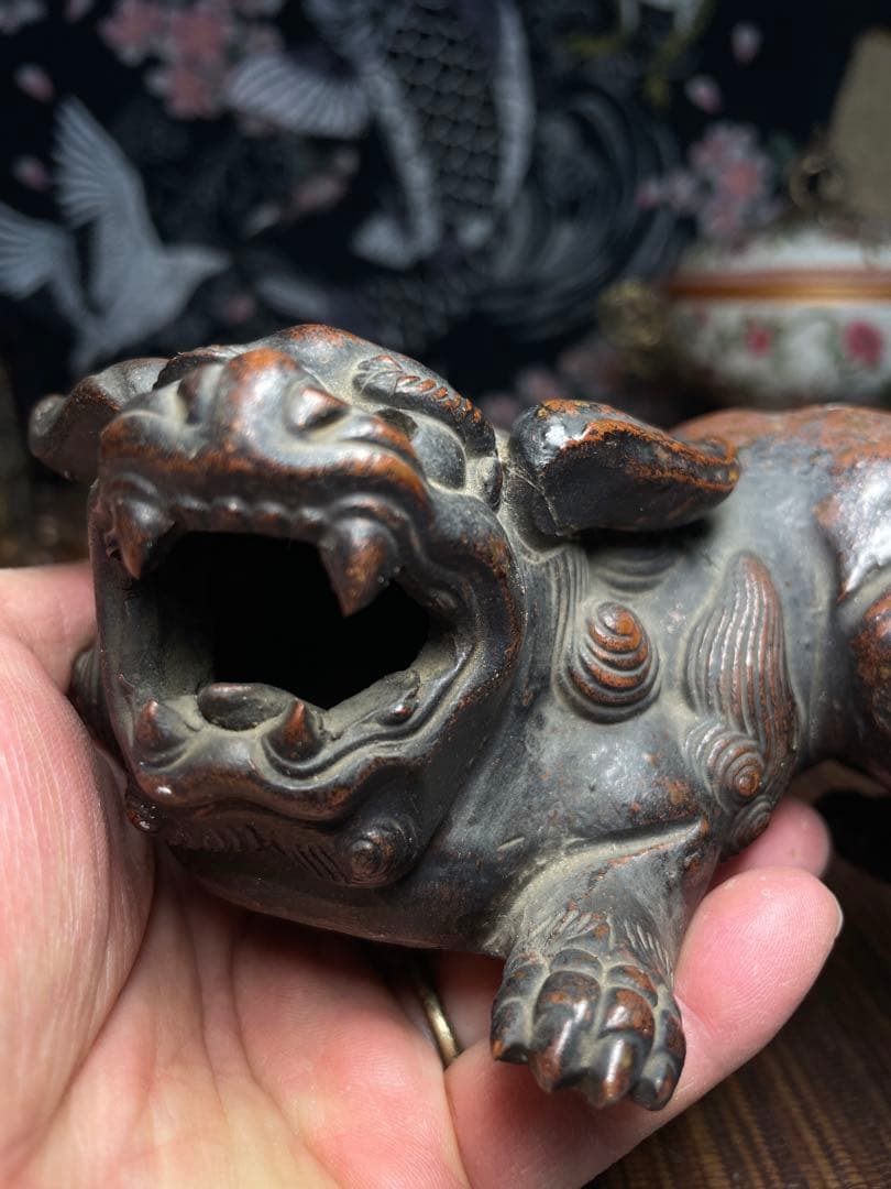 古備前焼　獅子　シシ　置物 残