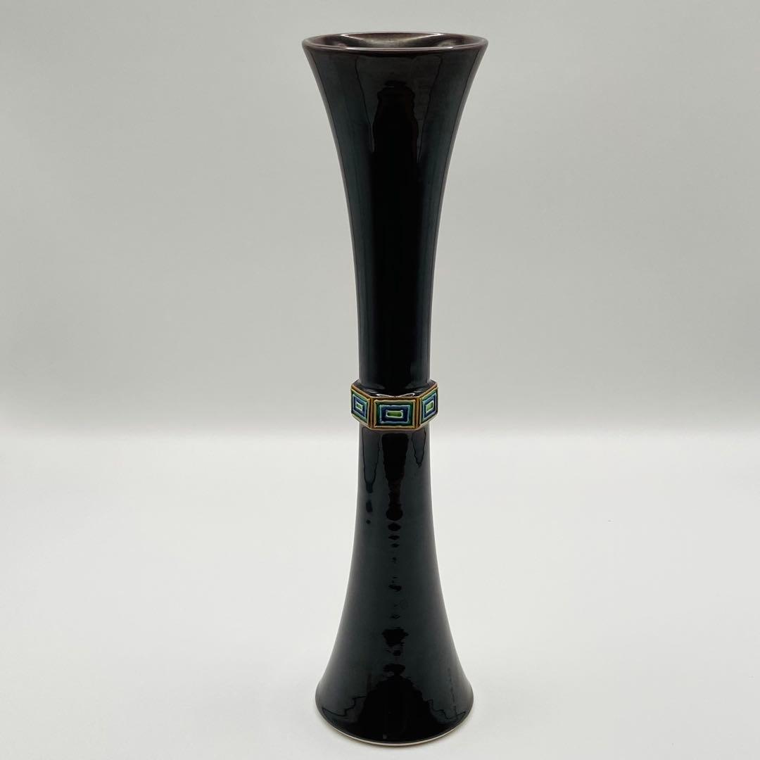 尊式花入 紫交趾　中村翠嵐　共箱入　茶道具　華道具　花器　京焼　伝統工芸品