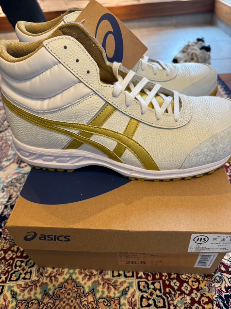 ASICS ホワイト/イエロー 安全靴