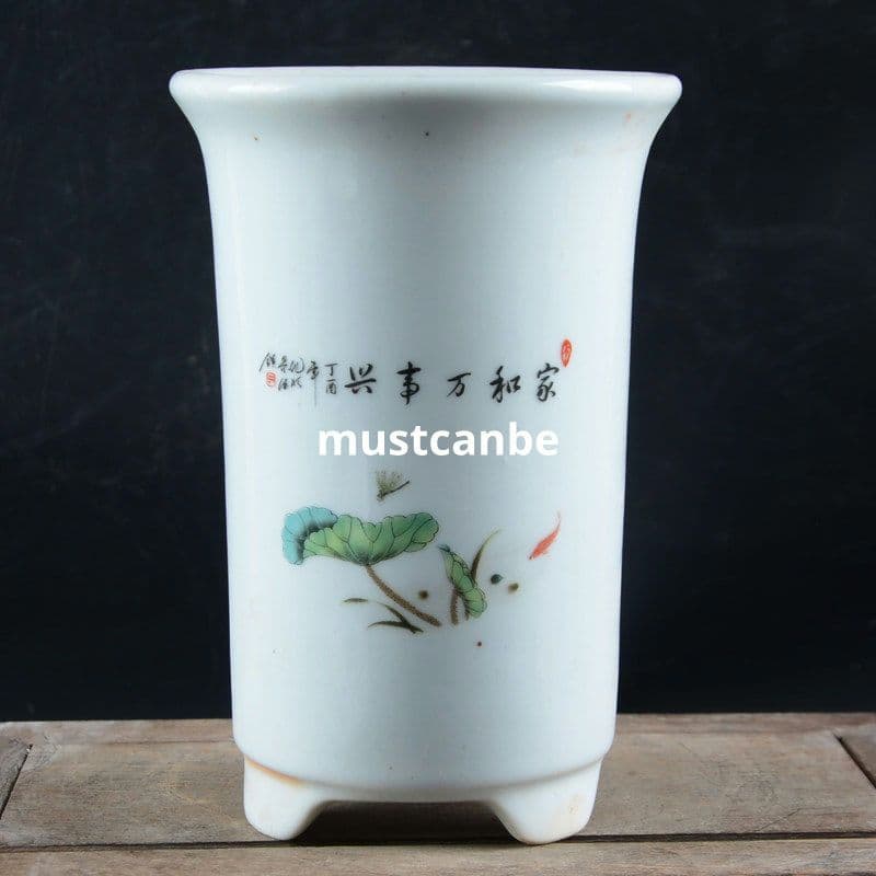 景徳鎮 磁器パステルと万事興荷葉紋富貴竹鉢 装飾品 現代工芸品 置物