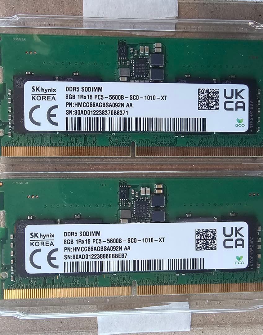 SKhynix SODIMM DDR5 5600 8GB×2枚(16GB)