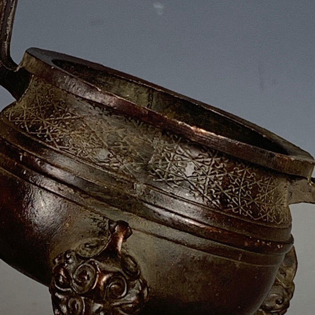 銅器 楚大鼎 香炉 茶道茶台 三足鼎 焼香炉 装飾品 工芸品 置物