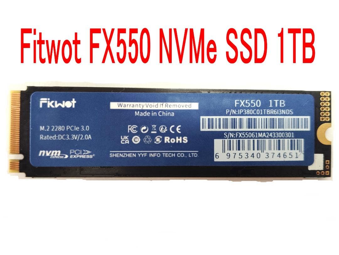 内蔵型SSD Fitwot FX550 NVMe SSD 1TB M.2 2280