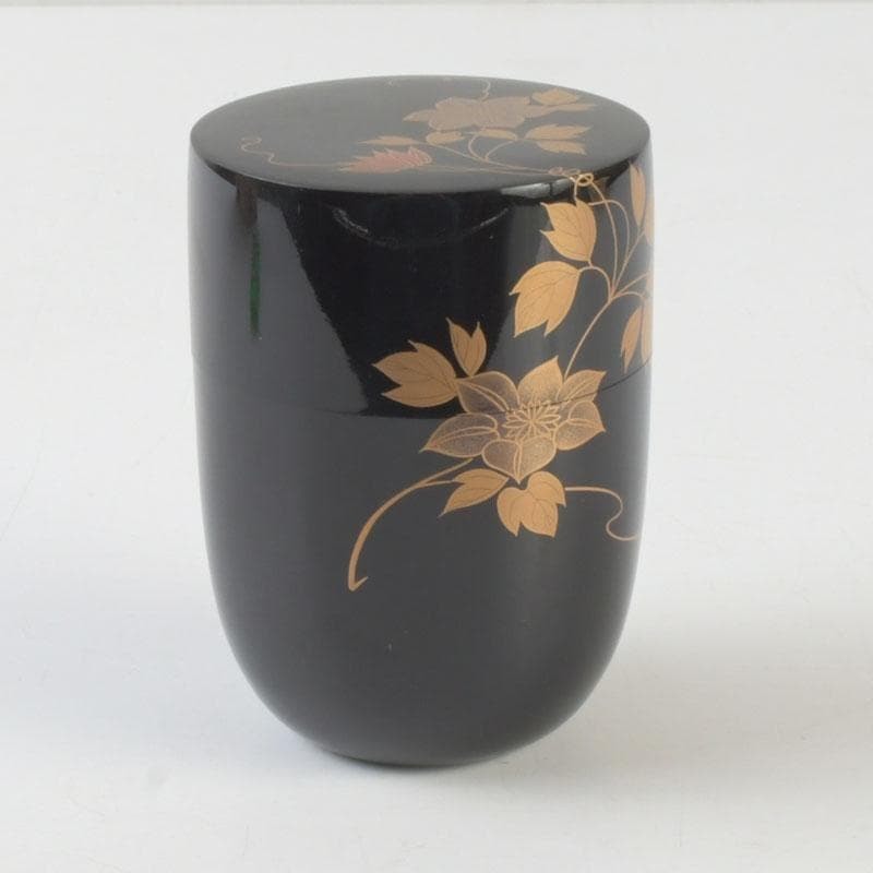 茶道具　竹内幸済作　鉄仙蒔絵　棗　共箱　V　9911