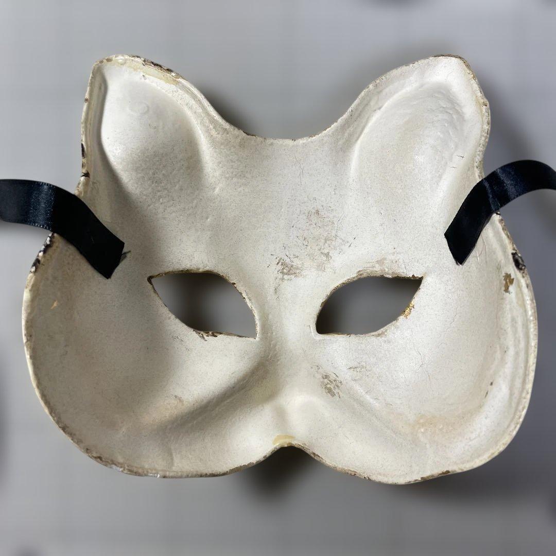 猫型マスケラ　仮面　フランス産　アンティーク　古道具　レトロ雑貨　マスカレード