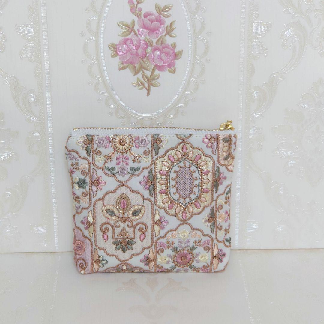 萩原様 インド刺繍生地 ポーチ ハンドメイド