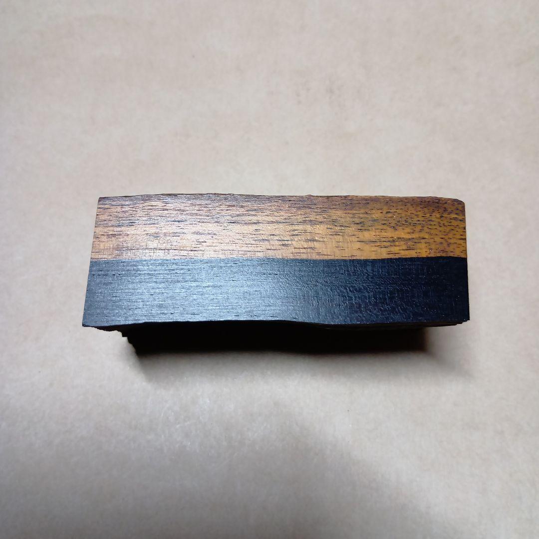 茶道具　黒檀埋木名取川蒔絵香合
