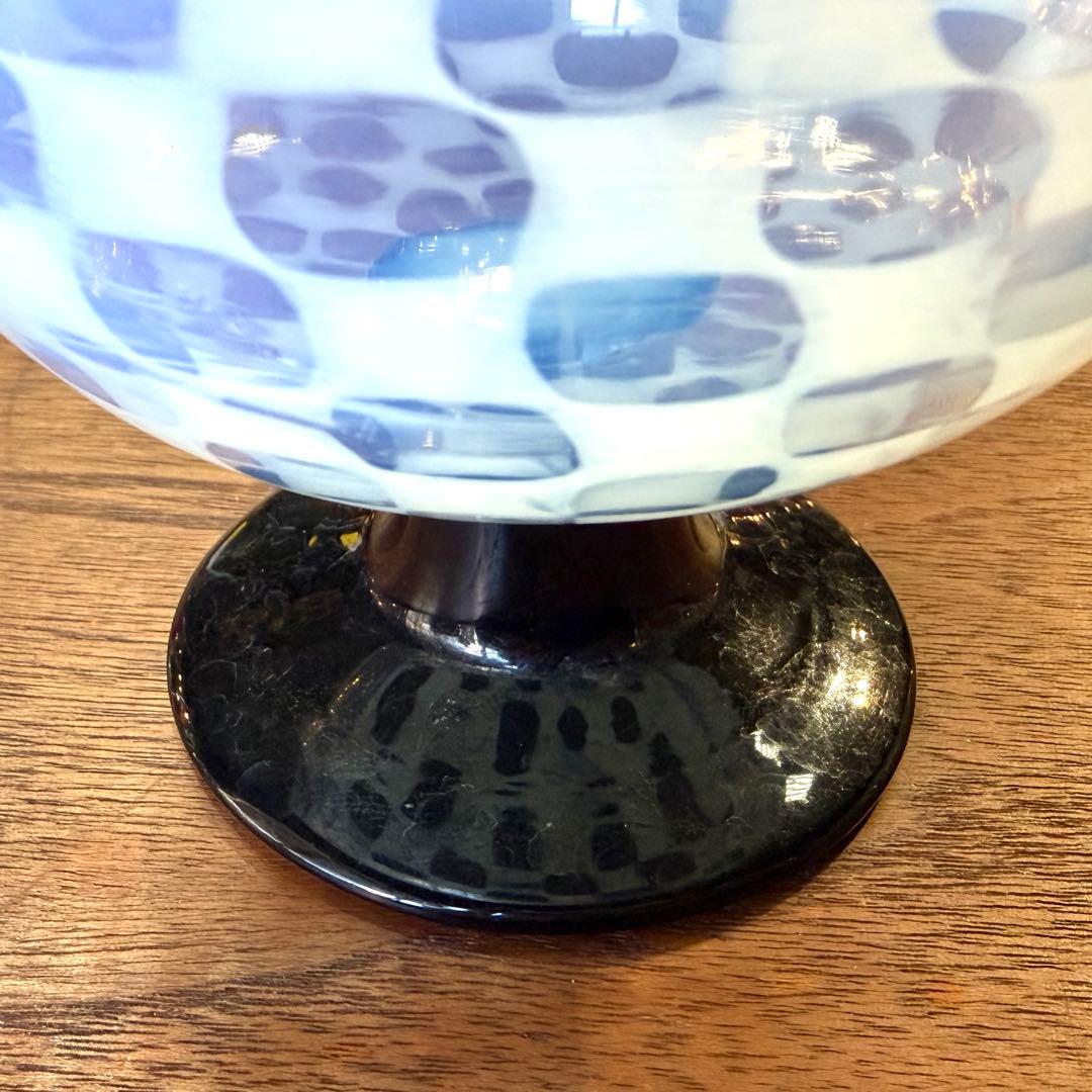氷グラス 市松模様 乳白色 氷コップ 脚付きグラス　白黒