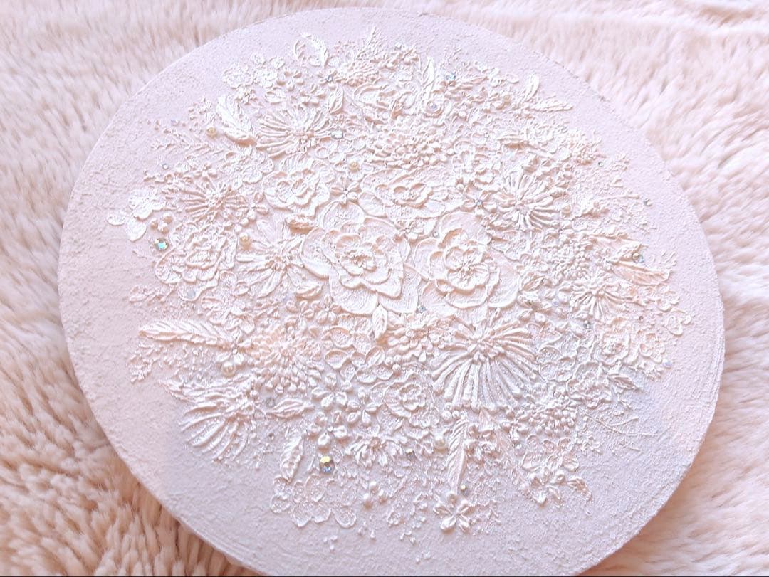 【No.109】 テクスチャーアート　アート　絵画　絵　花　ブーケ　冬　雪