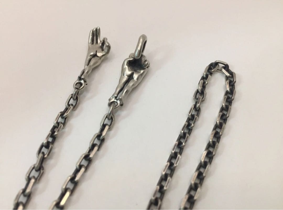 ❤️ック レスチェーン 角 1.0φ 50cmラブ ネックレス ハンドサイン