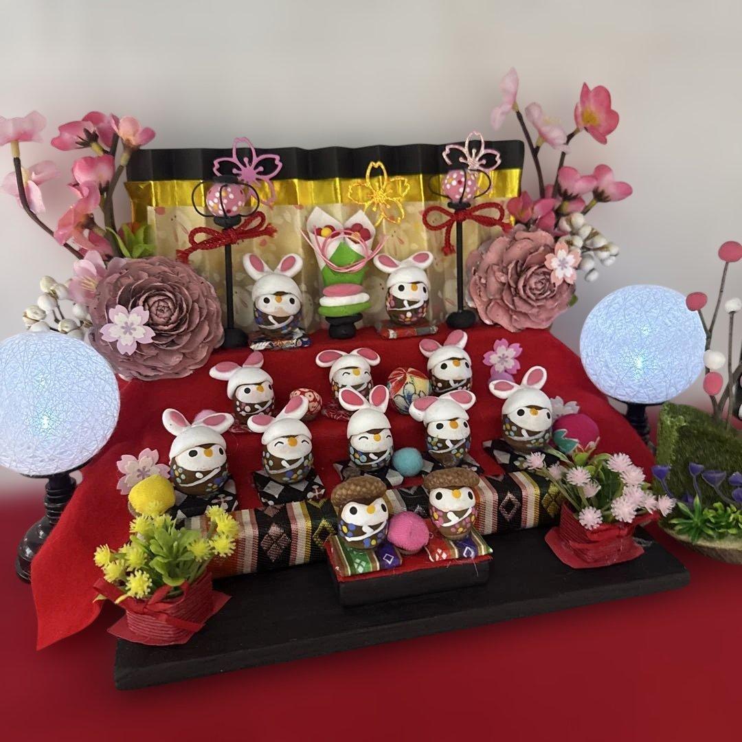 どんぐりアート♡三段飾りお雛様オブジェ♡