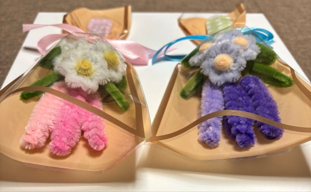 ハンドメイド モールフラワー 枯れない花 ラベンダー デイジー 2点セット