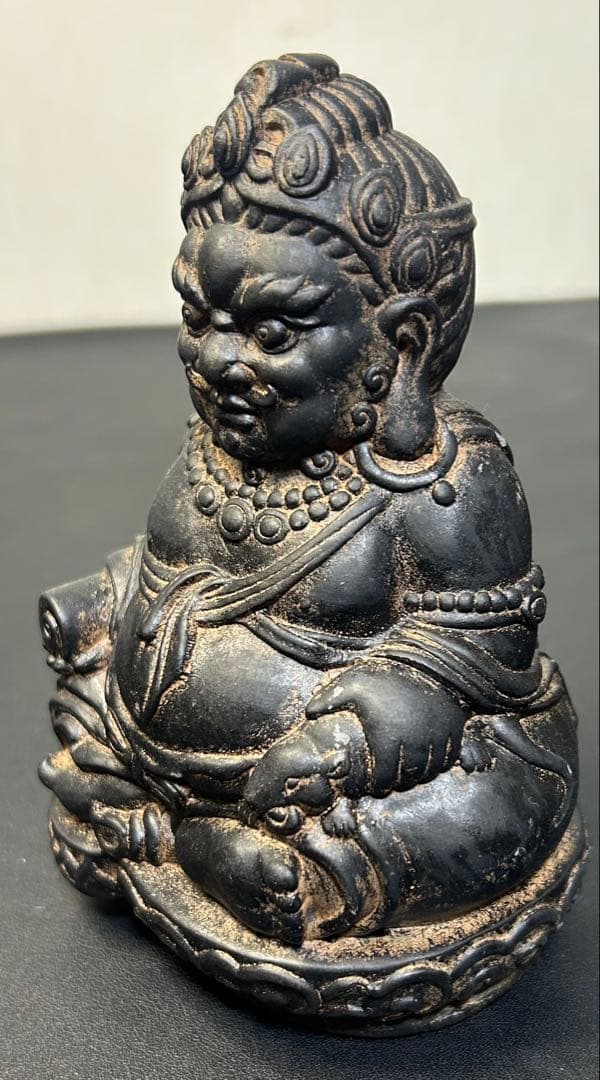 【黄財神】チベット仏教 財宝神 石像 風水置物 開運 金運 招財 古美術