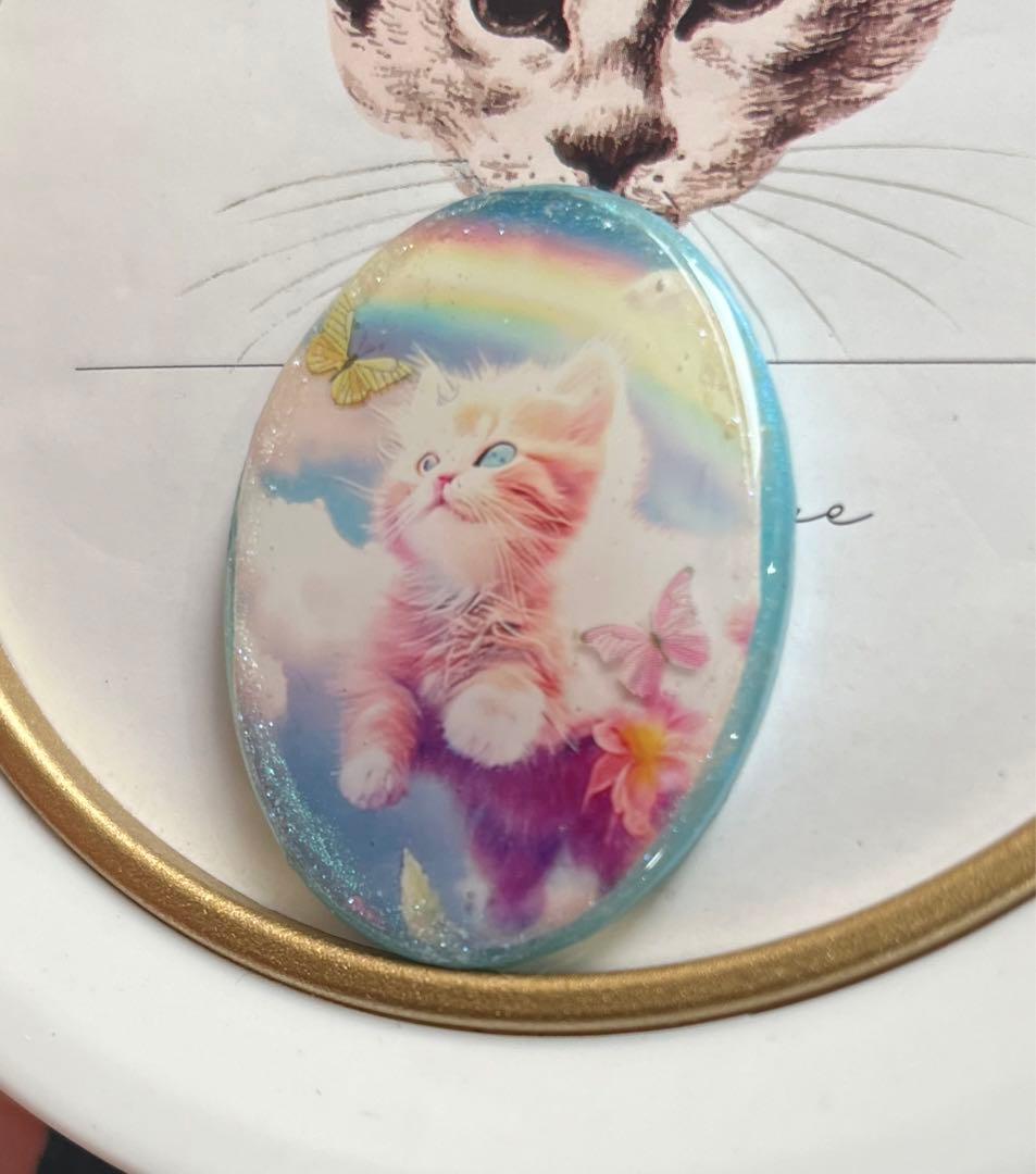 レジンヘアゴム♡空飛ぶオッドアイねこちゃん
