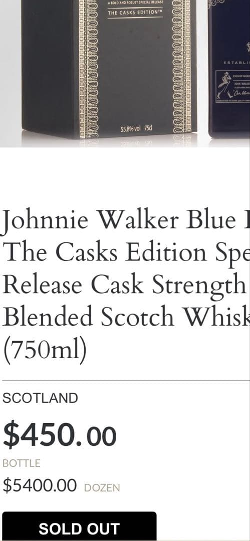 ウイスキー Johnnie Walker Blue Label 750ml