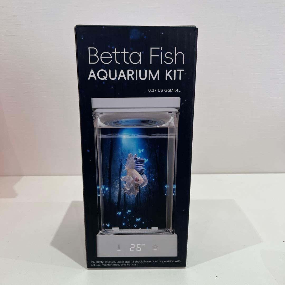 小型ベタ水槽 1.4Lコンパクト水槽キット20-30°C温度設定LEDライト付き