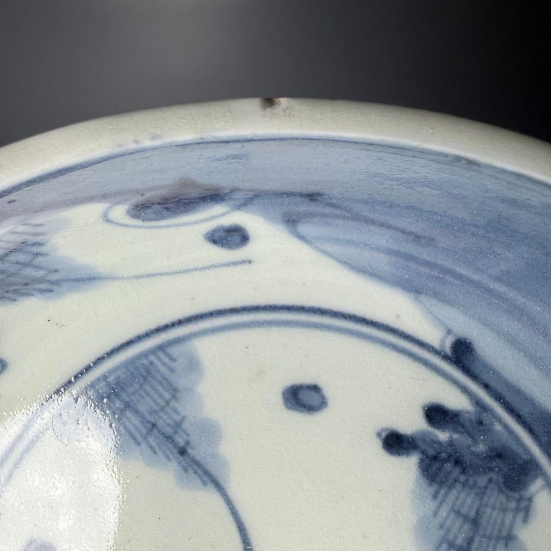 江戸期　染付膾皿　九客　裏蔓唐草　蛇目高台　抽象的な絵付　器が素敵な料理屋さん