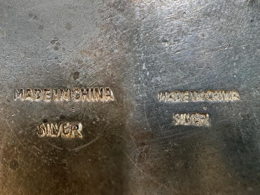 中国美術　純銀製　物入　玉付銀箱　灰皿　刻印有　総重量396g