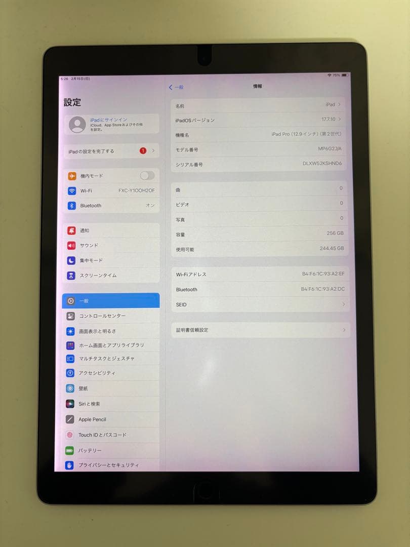 iPad pro 第2世代 12.9 256GB Apple Pencil付