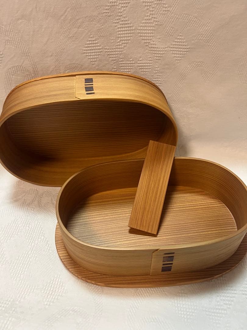 【未使用】大館 曲げわっぱ 小判型弁当（大）No2460 木製弁当箱 箱付き