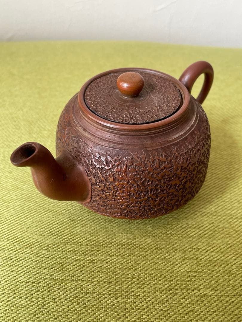 備前焼　陶峰　煎茶器揃　朱泥　石目肌　古美術　骨董　(直しあり)