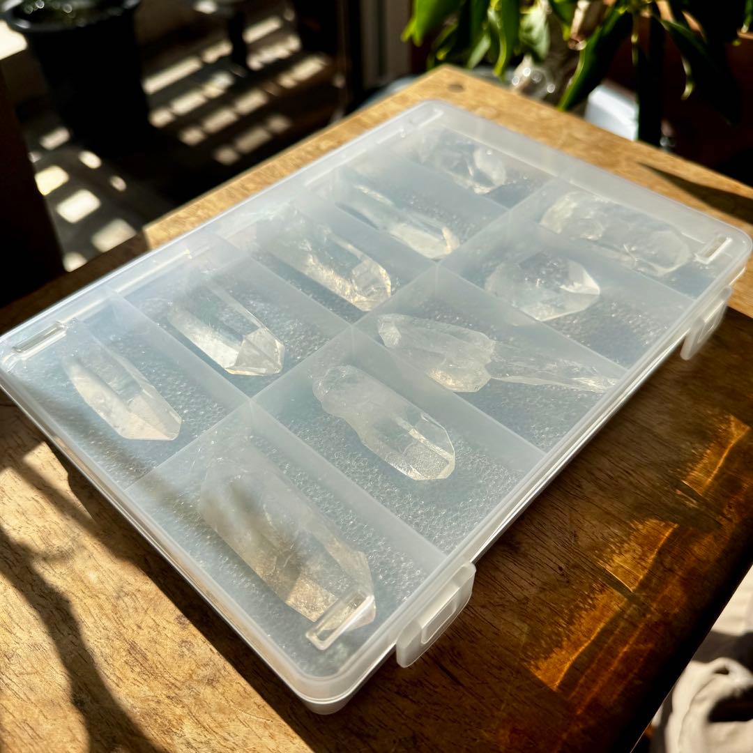 天然水晶ポイント標本コレクション10本セット｜ケース・緩衝材付き｜選別品