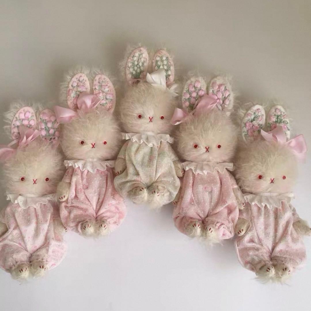 花お耳のうさぎちゃん アーティストベア 海外作家様 ハンドメイド テディバニー