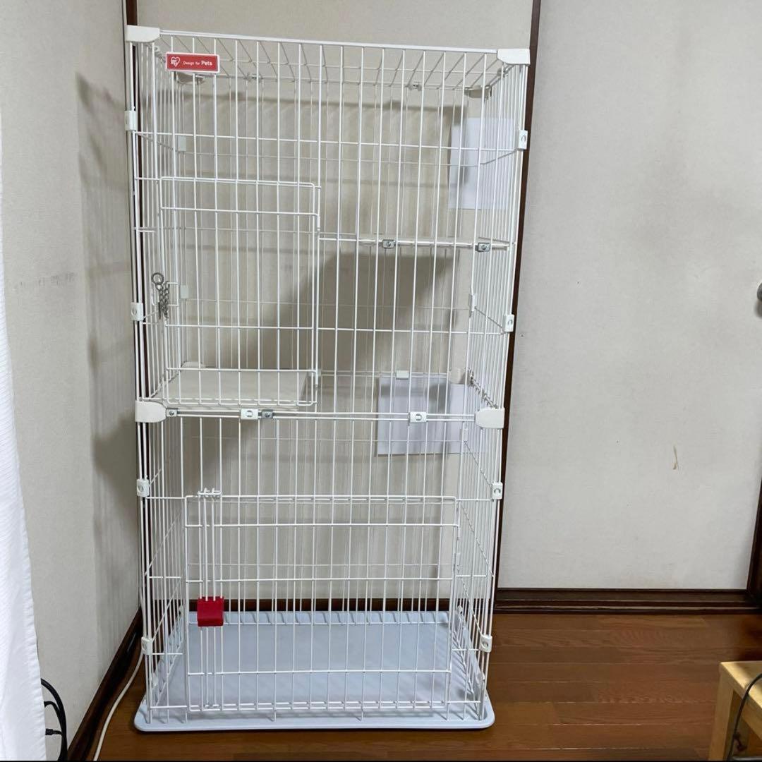 中型ホワイトキャットケージ 2段構造