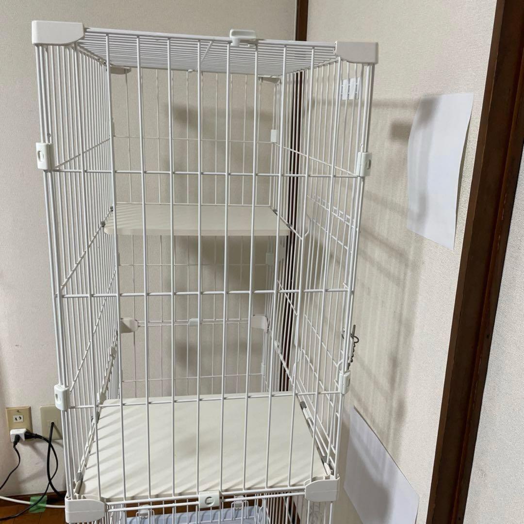 中型ホワイトキャットケージ 2段構造