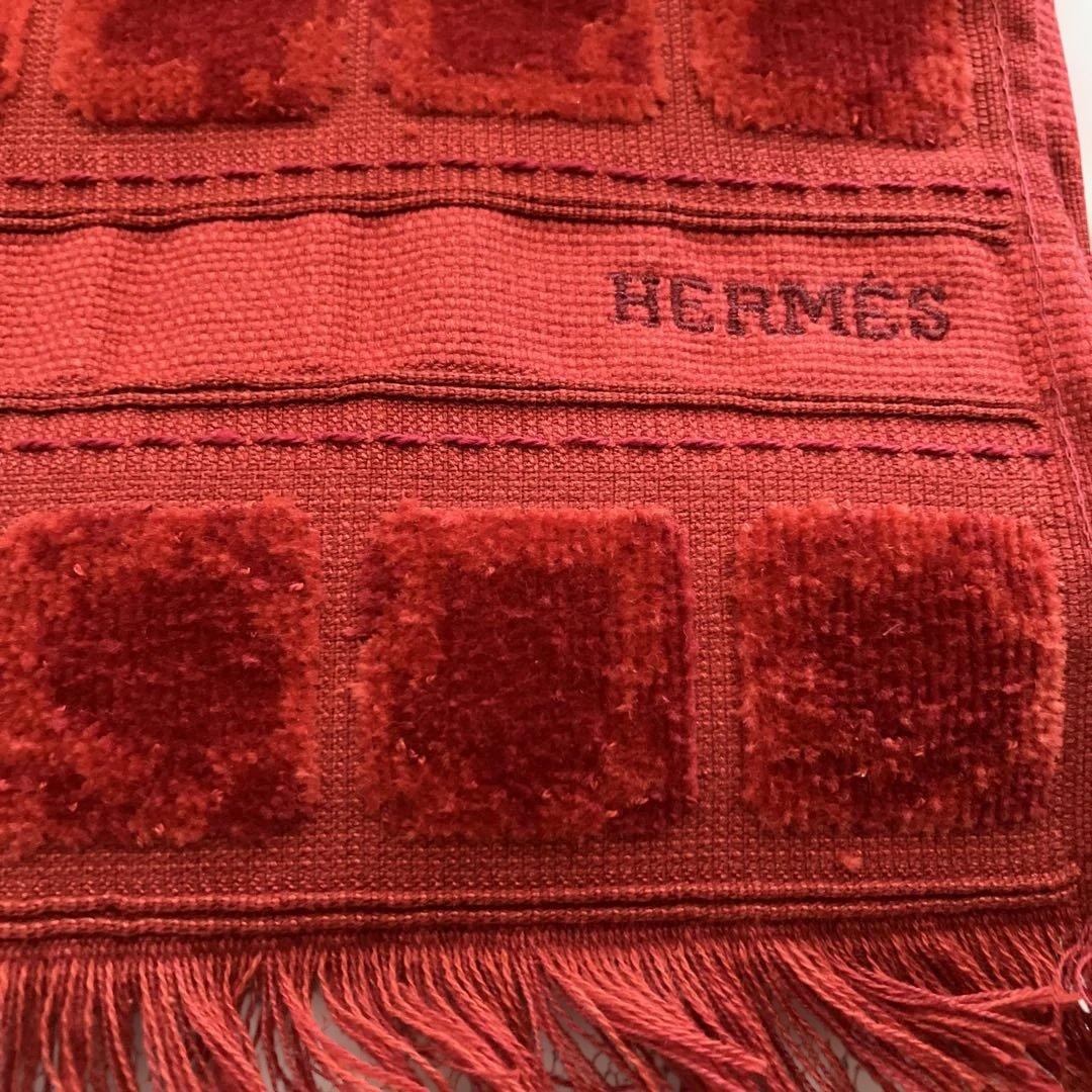 HERMES フェイスタオル レッド