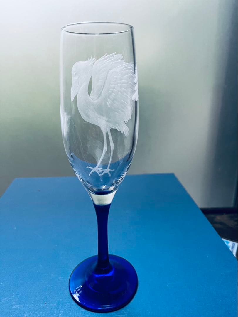 【彫刻部分は作家手作り】ハシビロコウ シャンパングラス