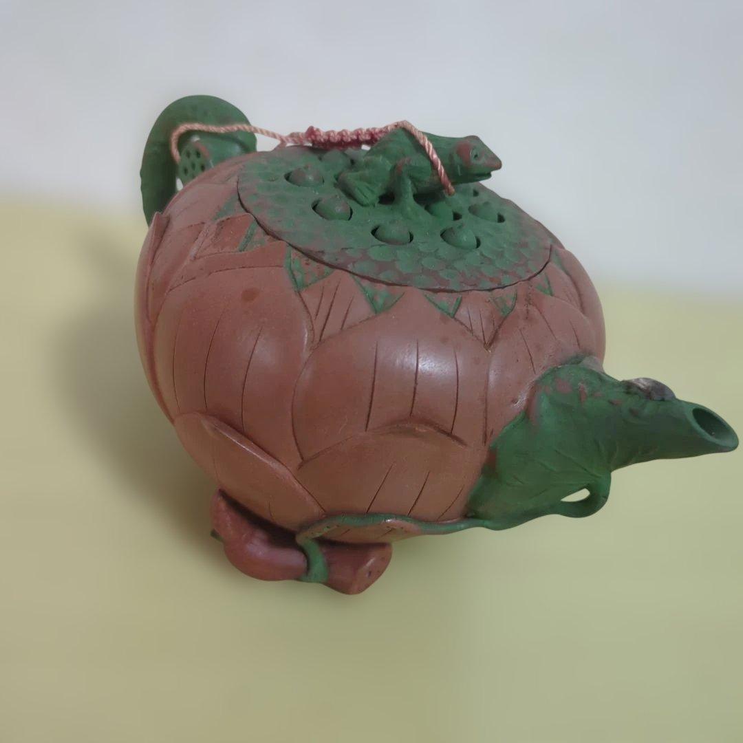 急須　工芸品　茶道具　蛙　セミ