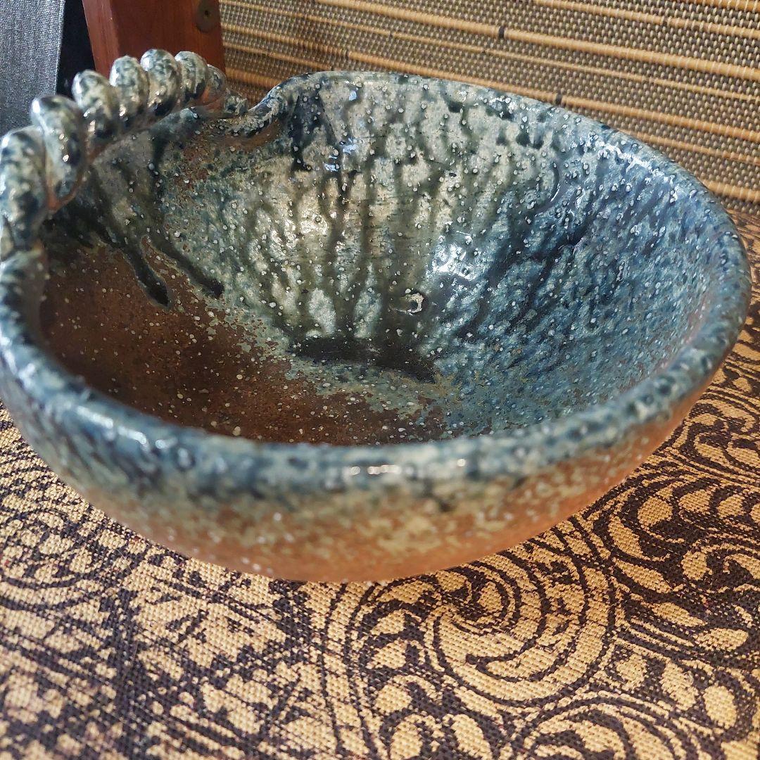 信楽焼き⭐しがらき⭐変形手縄付⭐竹杓セット⭐新品未使用⭐インテリア