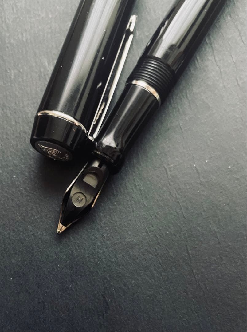 値下げ！Parker 万年筆　ディオフォールド　黒×シルバー　M字