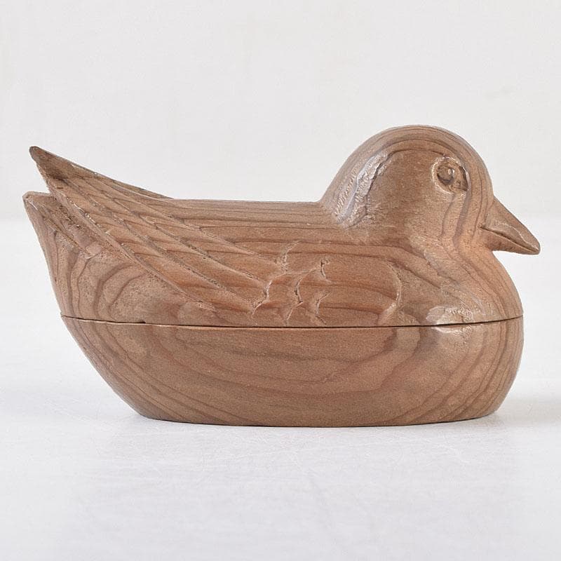 茶道具　小野幸雄作　木彫り　鳥形　香合　共箱　V　R9133