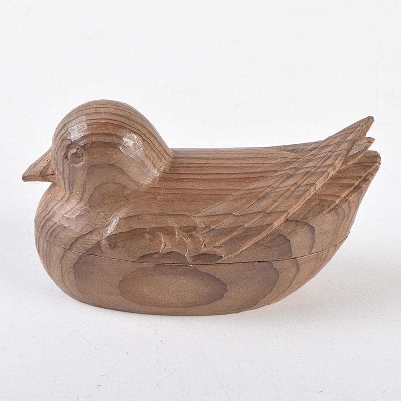 茶道具　小野幸雄作　木彫り　鳥形　香合　共箱　V　R9133