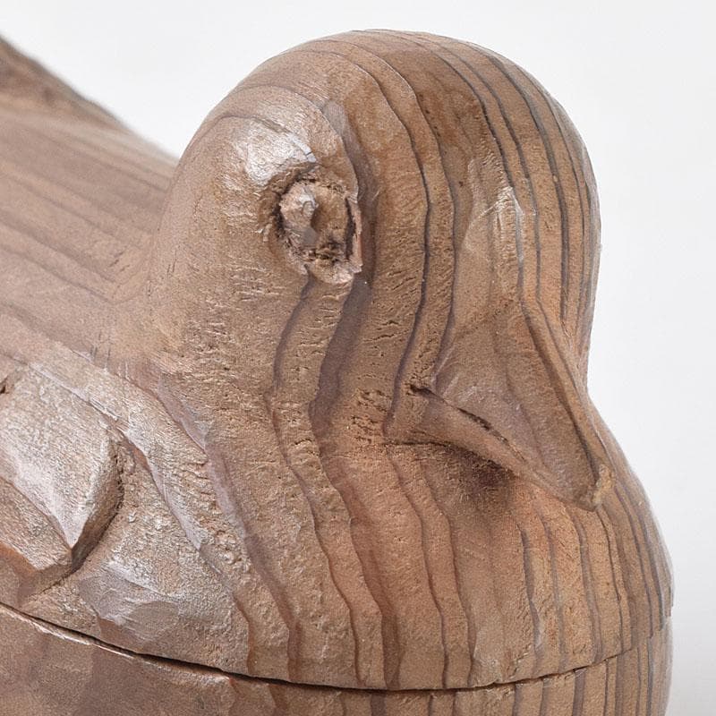 茶道具　小野幸雄作　木彫り　鳥形　香合　共箱　V　R9133