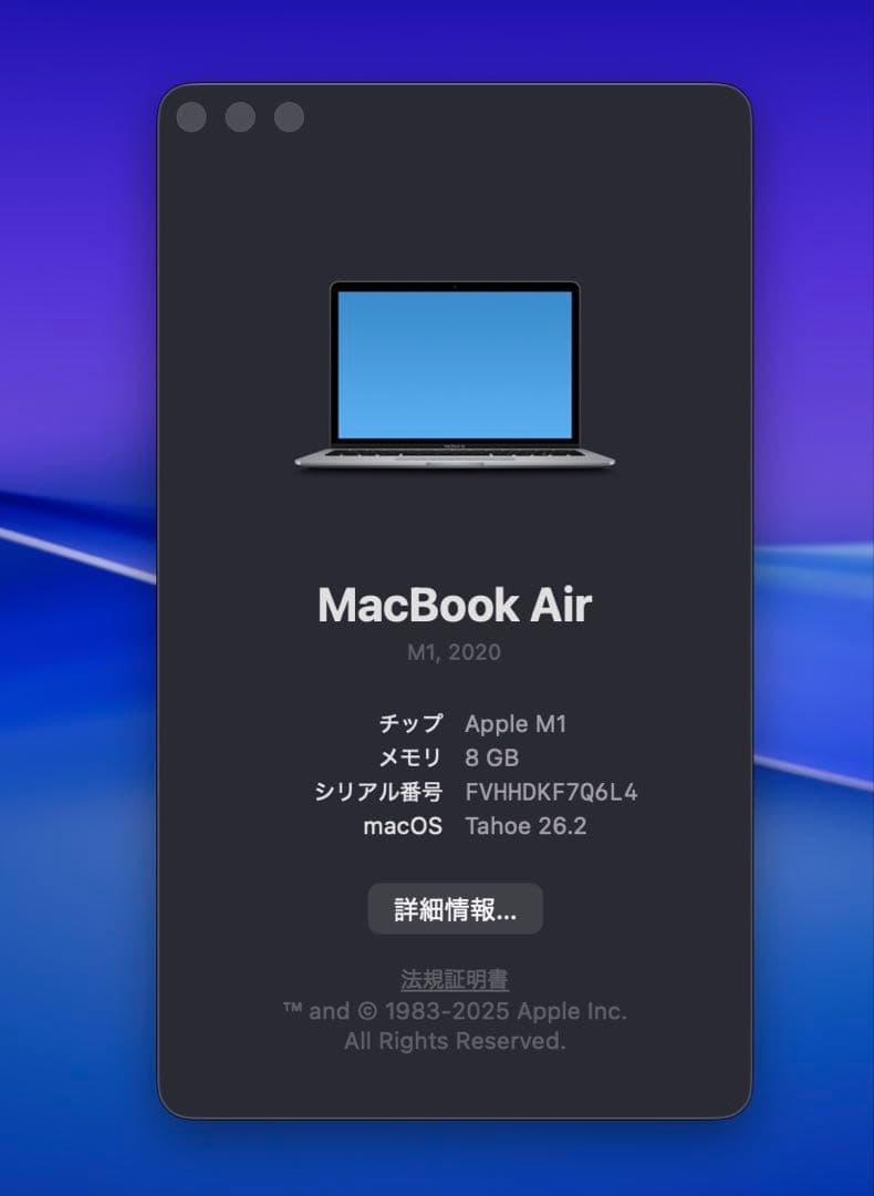 MacBook本体 Apple MacBook Air M1 8GB 256GB