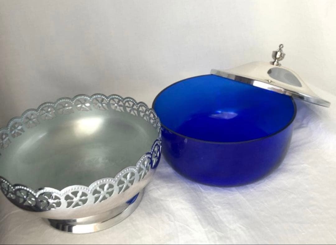 Vintage silver アンティーク ホロウウェア 容器 入れ物 日本製